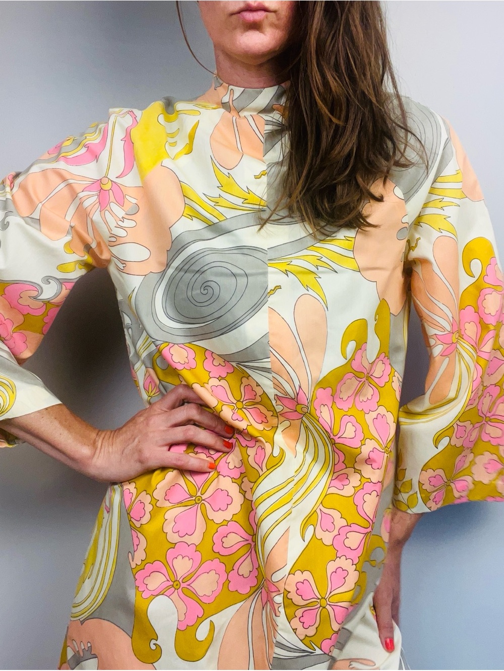 Vintage 1960s Psychedelic Floral Maxi Shift Dress – Emilio Pucci-Inspired Mod